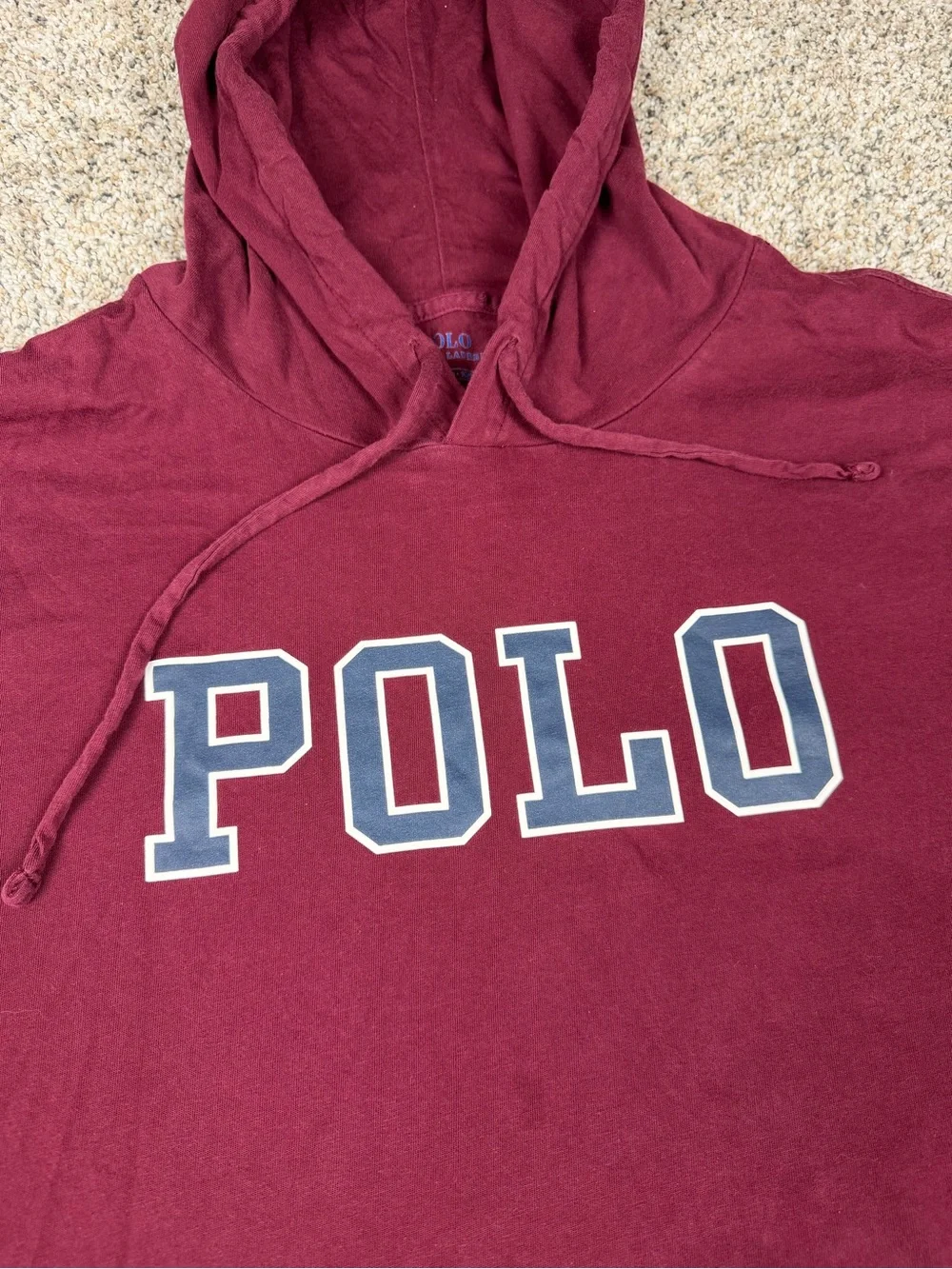 Sz 2XL Men’s Polo Ralph Lauren Lightweight Long Sleeve Hooded Shirt Burgundy